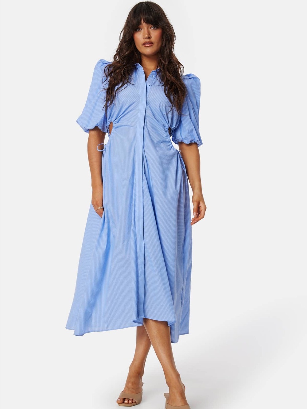 Bardot Sky Blue Puff-Sleeve Maxi Dress
